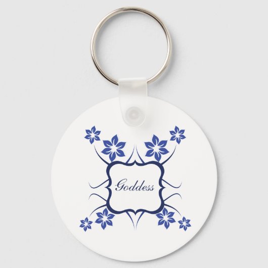 Porte-clés Déesse Florale Porte - clé, Bleu Vibrant (Recto)