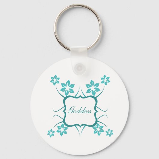 Porte-clés Déesse Florale Porte - clé, Turquoise (Recto)