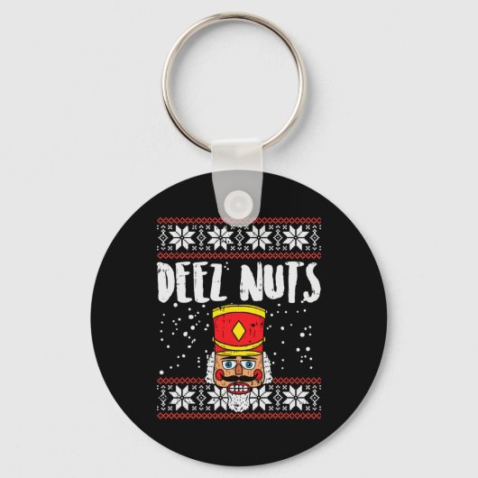 Porte-clés Deez Nuts Nutcracker Fun Vilain Noël Mème Cadeau (Recto)