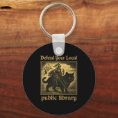 Porte-clés Défendre votre bibliothèque publique locale Chat K (Recto)
