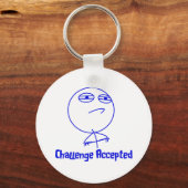 Porte-clés Défi Accepté Texte bleu et blanc (Recto)