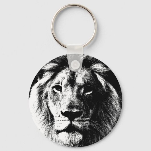 Porte-clés Défi de motivation du lion blanc noir (Recto)