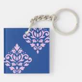 Porte-clés Défiler Damas Art I rose sur bleu (Dos)