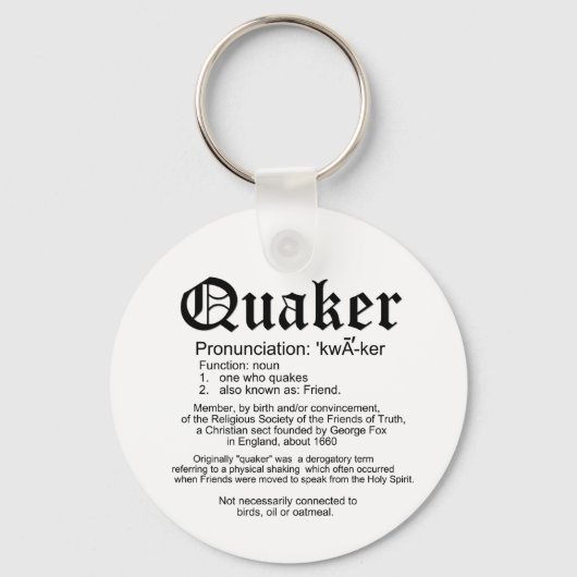 Porte-clés Définition de Quaker (Recto)