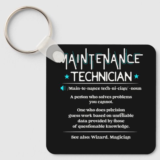 Porte-clés Définition du travail Funny Maintenance Technicien (Recto)