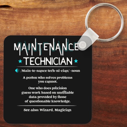 Porte-clés Définition du travail Funny Maintenance Technicien (Verso)