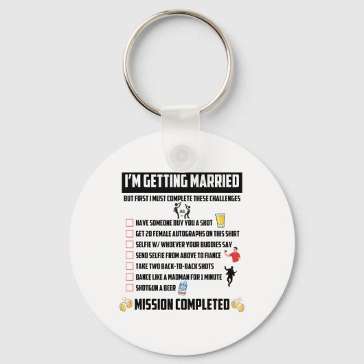 Porte-clés Défis pour l'enterrement de vie de garçon - Défi d (Recto)