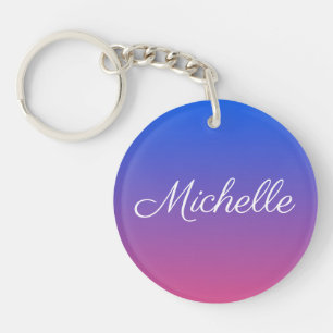 Porte-clés dégradé bleu et rose foncé personnalisé