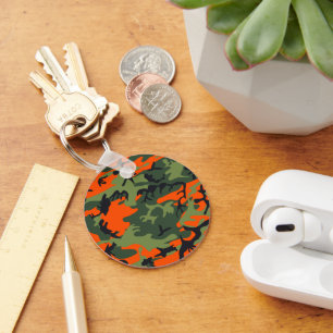 Porte-clés Déguisement camouflage orange et vert, Militaire,