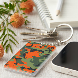 Porte-clés Déguisement camouflage orange et vert, Militaire,