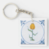 Porte-clés Delft bleu blanc jaune Tulip Faux Tile (Devant)