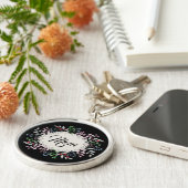 Porte-clés Délicate couronne de fleurs roses, Doily avec mama (Côté)