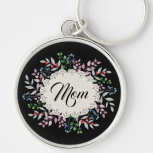 Porte-clés Délicate couronne de fleurs roses, Doily avec mama
