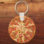 Porte-clés délicieuse pizza entière pepperoni dallage (Recto)
