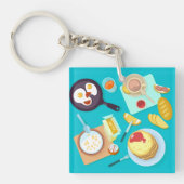 Porte-clés Délicieux petit déjeuner Pancakes Oeufs Café (Devant)