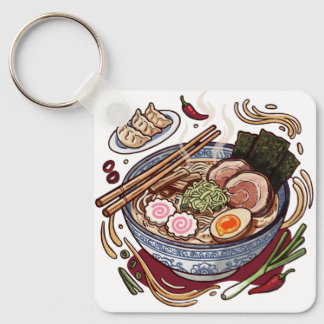 Porte-clés Délicieux ramen japonais et raviolis gyoza.