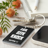 Porte-clés DEMANDER CHERCHER KNOCK Bible Citation (Devant droit)