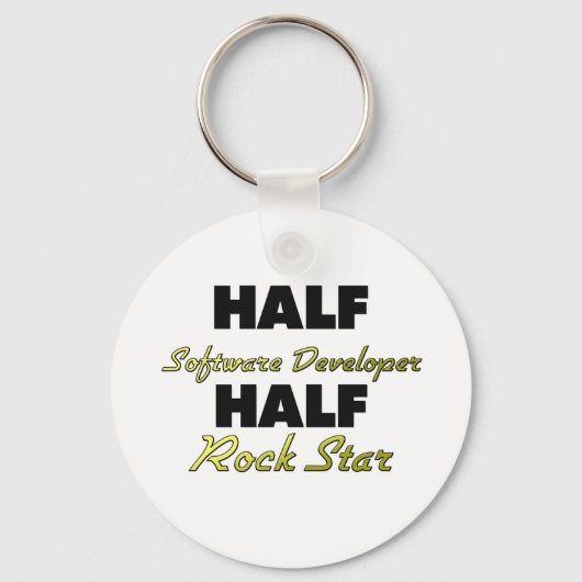 Porte-clés Demi-développeur de logiciels Half Rock Star (Recto)