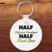 Porte-clés Demi-développeur de logiciels Half Rock Star (Recto)