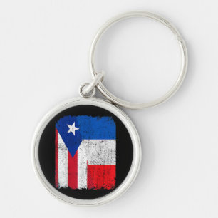 Porte-clés Demi Portoricain Demi Drapeau Français Fierté De L