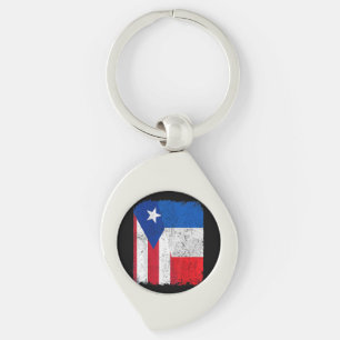 Porte-clés Demi Portoricain Demi Drapeau Français Fierté De L