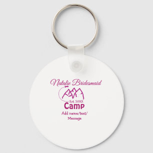 Porte-clés Demoiselle d'honneur de camp rose ajouter nom date
