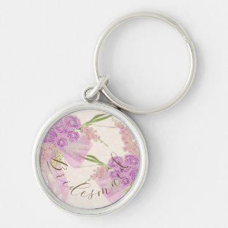 Porte-clés Demoiselle d'honneur Vintage Orchid Ombré Bow and