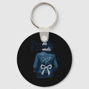 Porte-clés Denim And Diamonds Bow Dames Filles Jeans Femmes