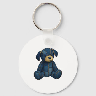 Porte-clés Denim Chien Chien Chien Art Chien Amusant Chien De