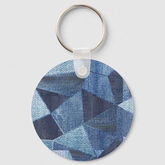 Porte-clés Denim Urban : Patchwork à rayures détendues. (Recto)