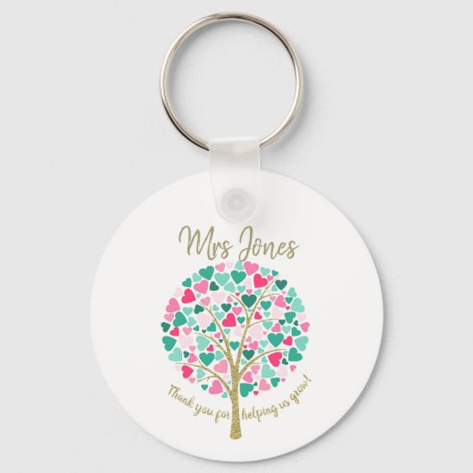 Porte-clés d'enseignant Arbre Arc-en-ciel, Enseign (Recto)