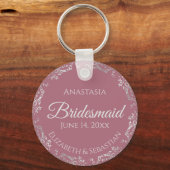 Porte-clés Dentelle d'argent sur Dusty Rose rose Bridesmaid M (Recto)