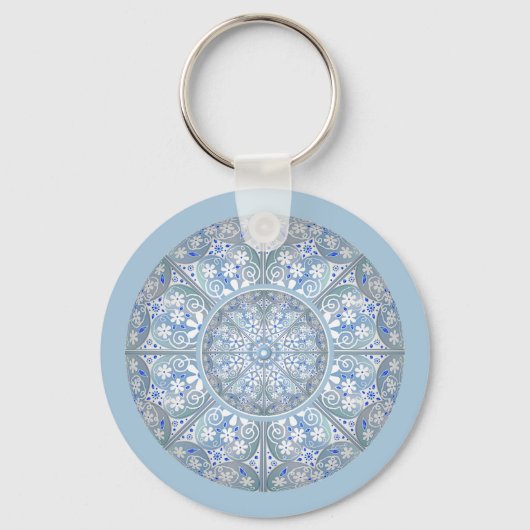 Porte-clés Dentelle en céramique bleu clair (Recto)