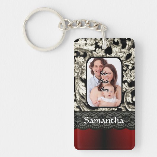 Porte-clés Dentelle noire et damas (Devant)