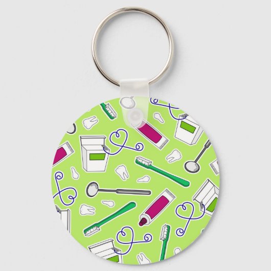 Porte-clés Dentiste mignon / Hygiéniste dentaire Amour vert p (Recto)