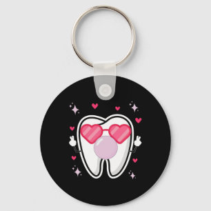 Porte-clés Dents Mignonnes Cœur Lunettes Surl Soufflant Bubbl