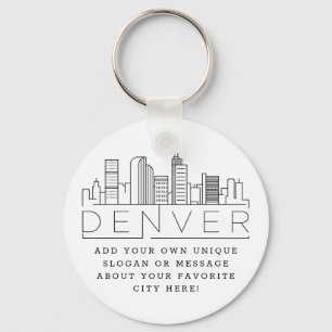 Porte-clés Denver, Colorado Stylisé Skyline   Slogan personn