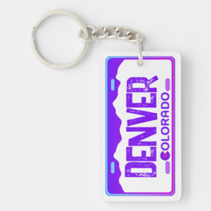 Porte-clés Denver Colorado violet plaque d'immatriculation po