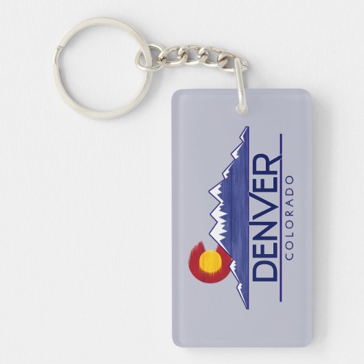 Porte-clés Denver Colorado wood mountains keychain (Devant)