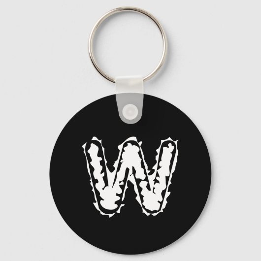 Porte-clés Déplaisant Monogramme blanc sur noir (Recto)