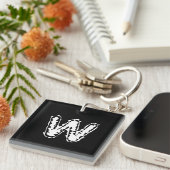 Porte-clés Déplaisant Monogramme blanc sur noir (Devant Droit)