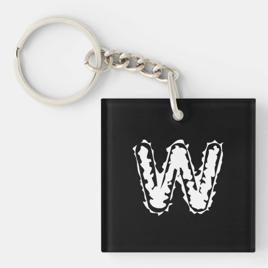 Porte-clés Déplaisant Monogramme blanc sur noir (Devant)