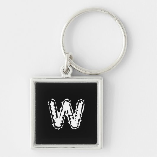 Porte-clés Déplaisant Monogramme blanc sur noir (Devant)