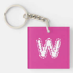 Porte-clés Déplaisant Monogramme blanc sur rose