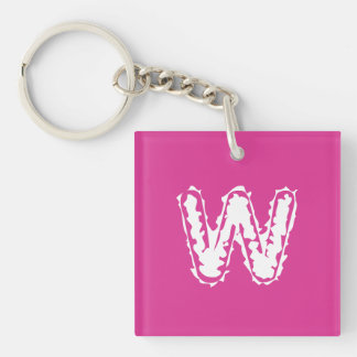 Porte-clés Déplaisant Monogramme blanc sur rose