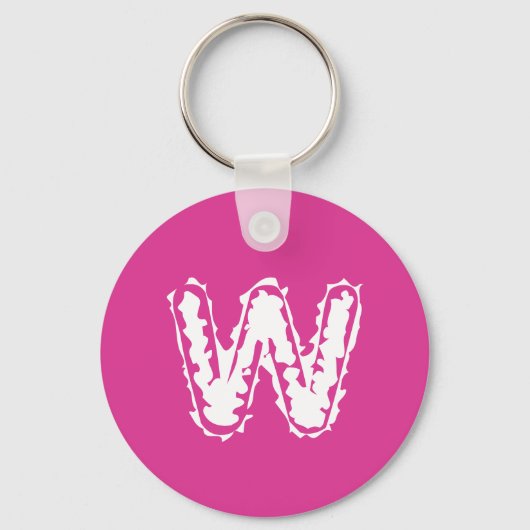 Porte-clés Déplaisant Monogramme blanc sur rose (Recto)