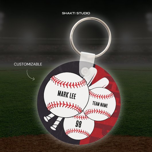 Porte-clés d'équipe sportive de joueur de baseball