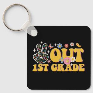 Porte-clés Dernier jour d'école groovy de 1re année, Peace Ou
