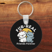 Porte-clés Des amis vrais pour toujours | Cute Cat & Chien Du (Recto)