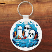 Porte-clés Des fantômes à la feuille pour Halloween (Recto)